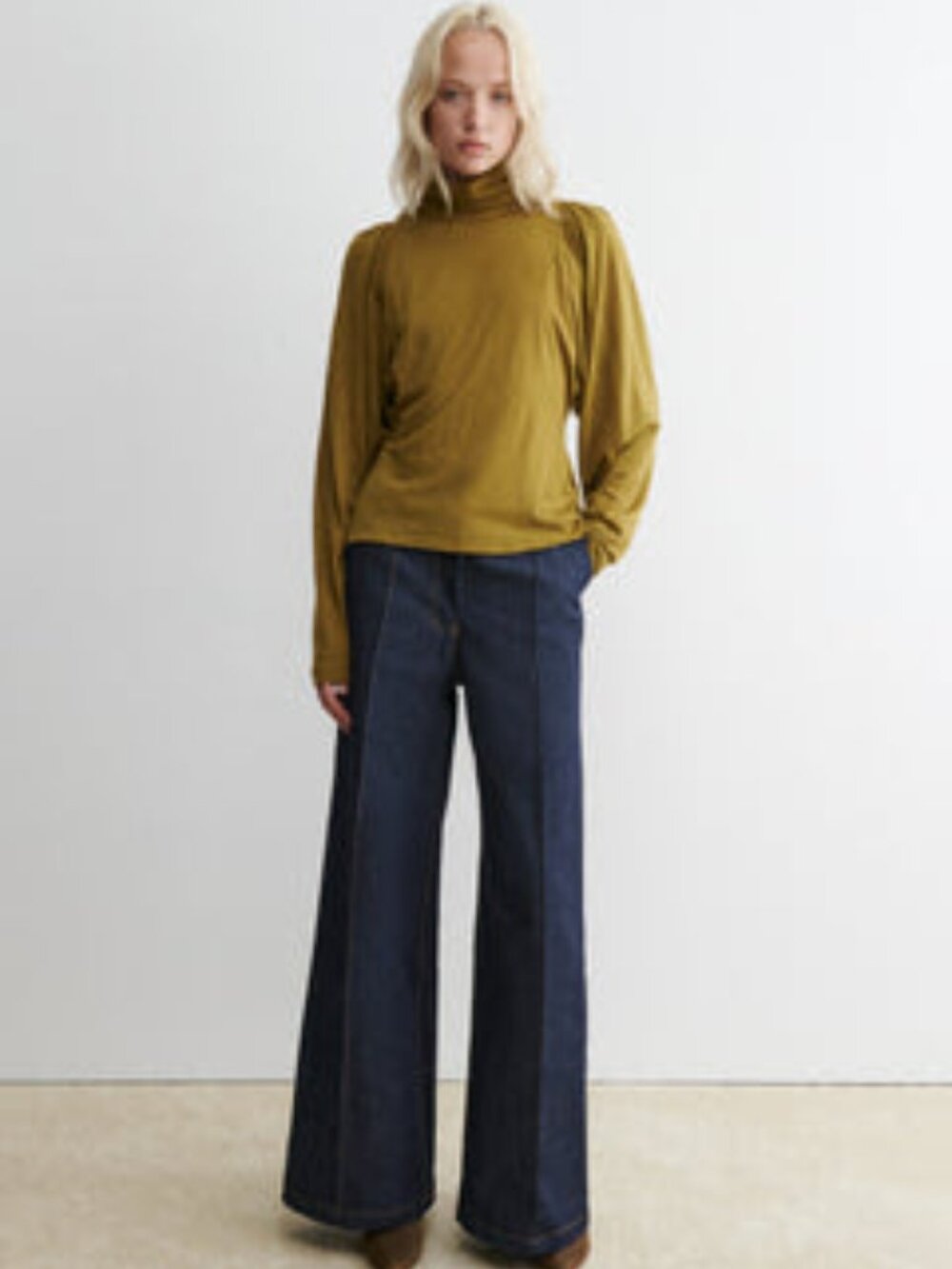 Rachel Comey Olive Green Turtleneck Long Sleeve Top